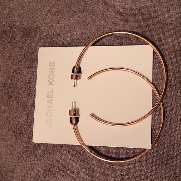 Mk rose gold hoops new on card - Picture 3 of 4